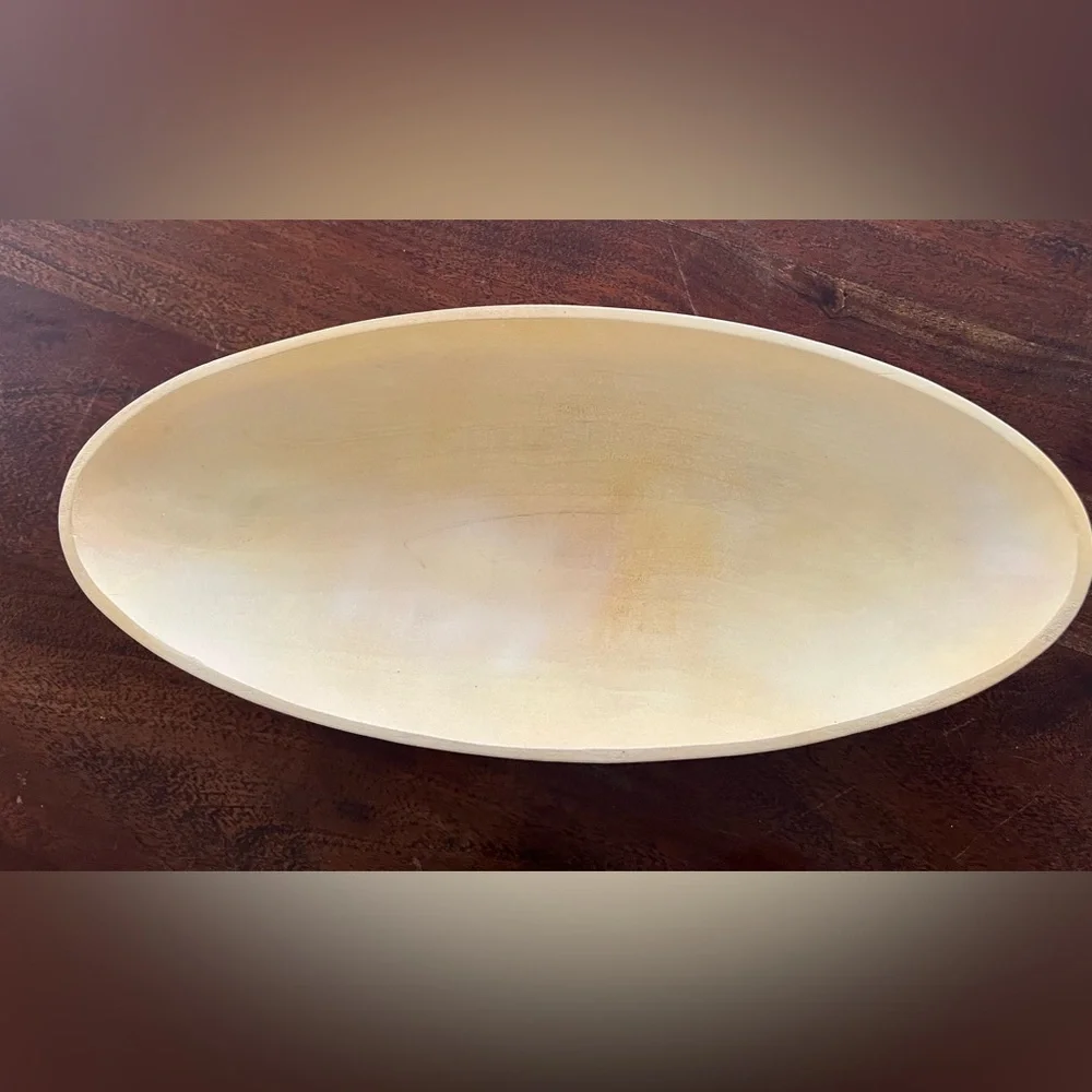 Crate & Barrel oval carved bowl in antique white